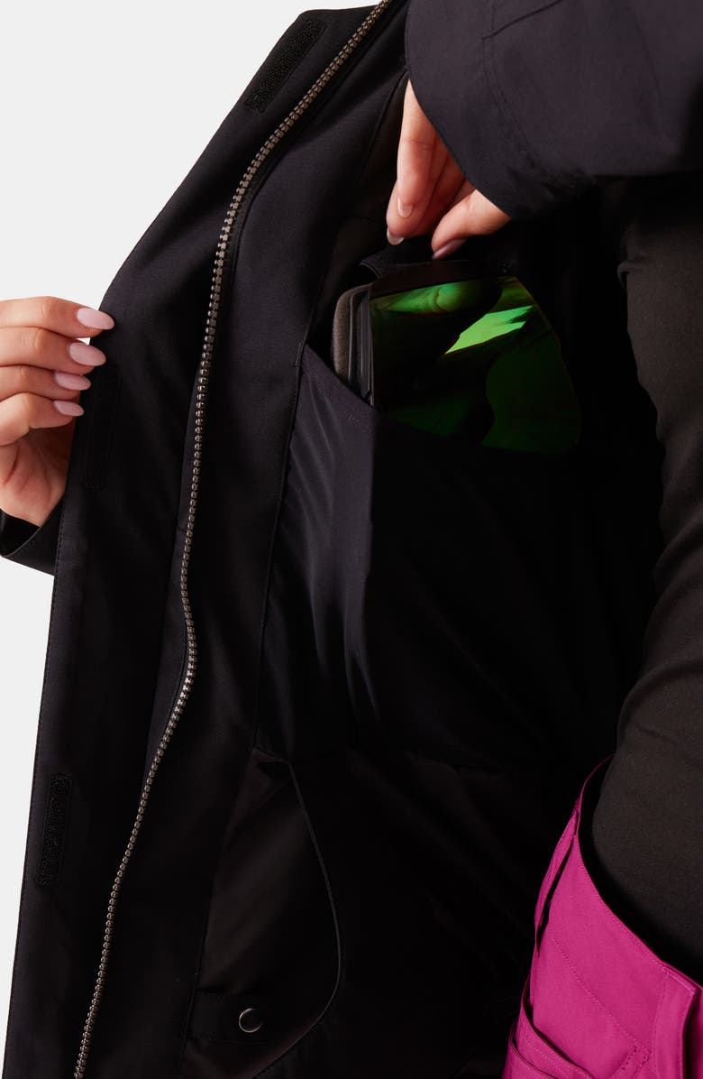 Roxy Meade Hooded Snow Jacket with Faux Fur Trim, Alternate, color, Black