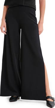 Marcella Lexington Side Slit Wide Leg Ponte Knit Pants