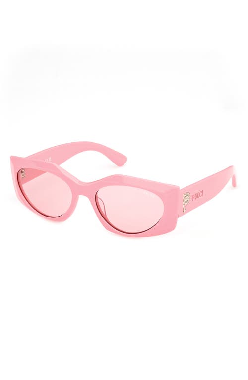 Pucci Women's Shiny Pink Faceted Rectangle Sunglasses In Pink