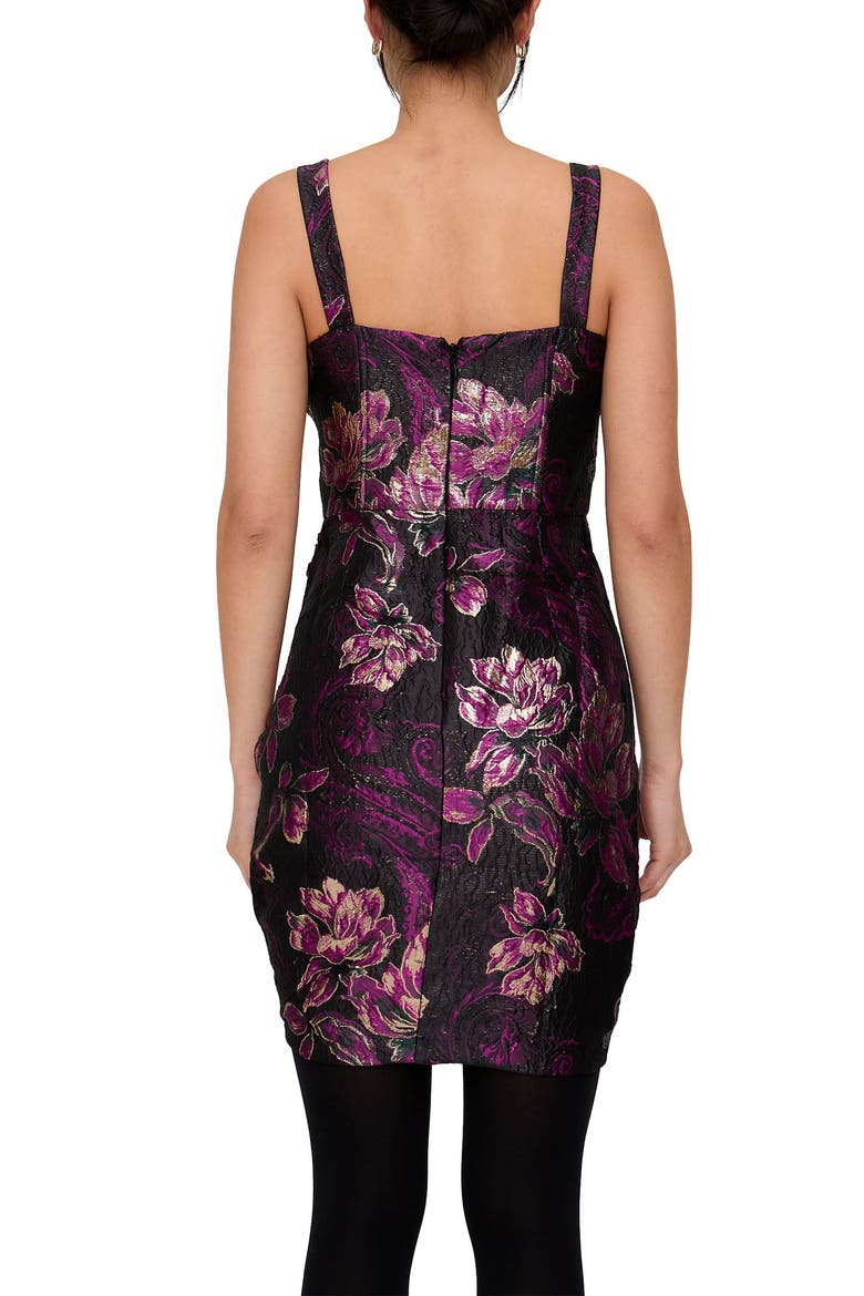 Derry Floral Lurex Jacquard Midi Dress, Alternate, color, Black