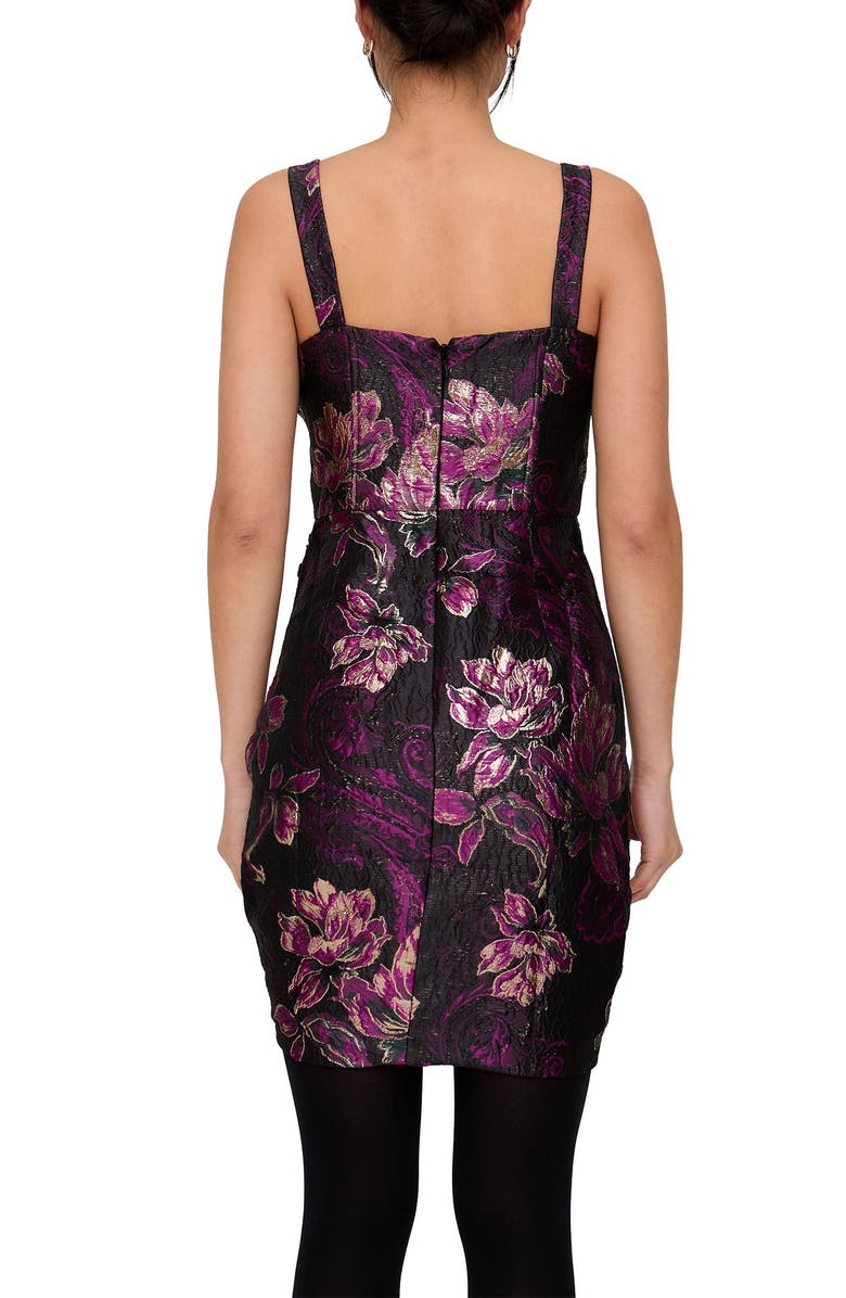 Lily and Lionel London Derry Floral Lurex Jacquard Midi Dress, Alternate, color, Black