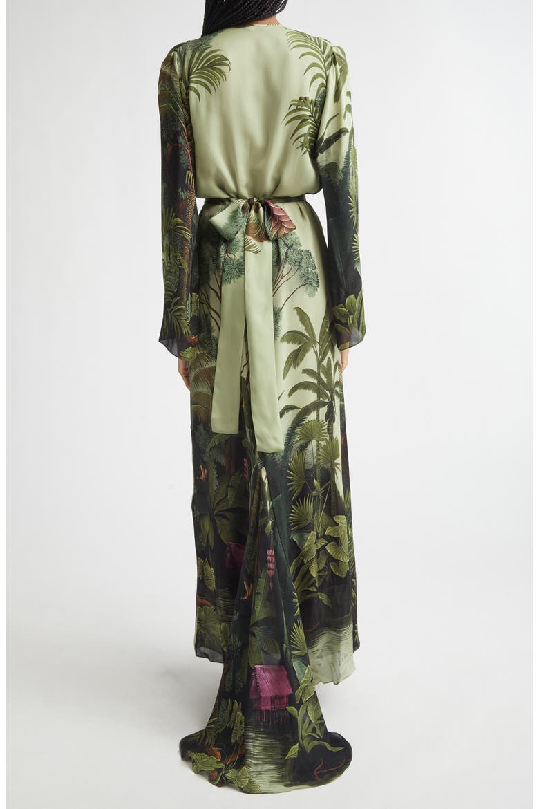 Rodeo Rhythms Long Sleeve Silk Maxi Dress, Alternate, color, GREEN
