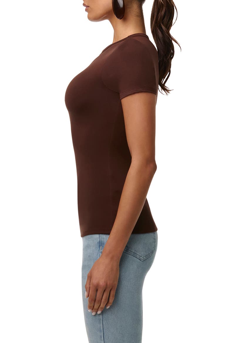 Bare Short Sleeve Crew Top, Alternate, color, CHOCOLATE