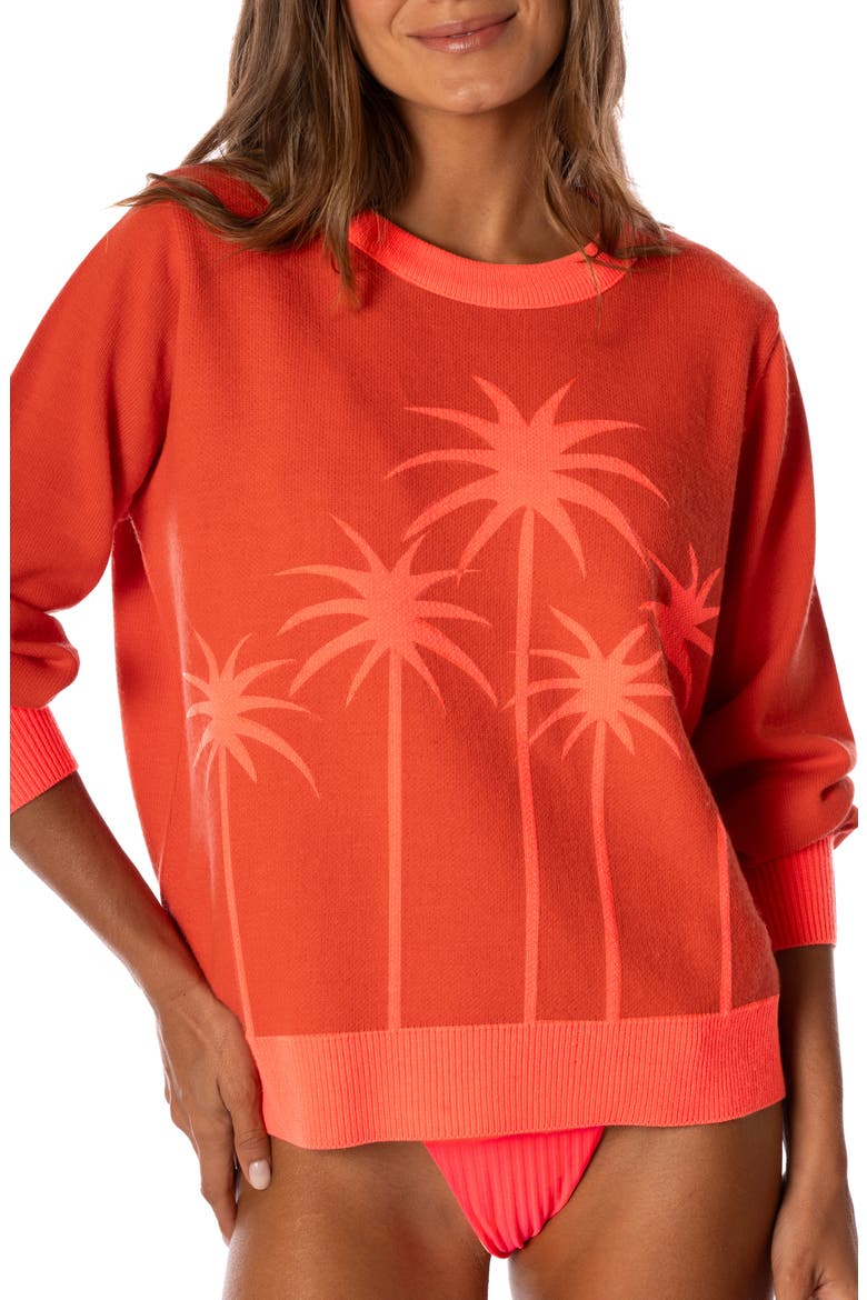 Palm View Crewneck Sweatshirt, Alternate, color, BRIGHT RED