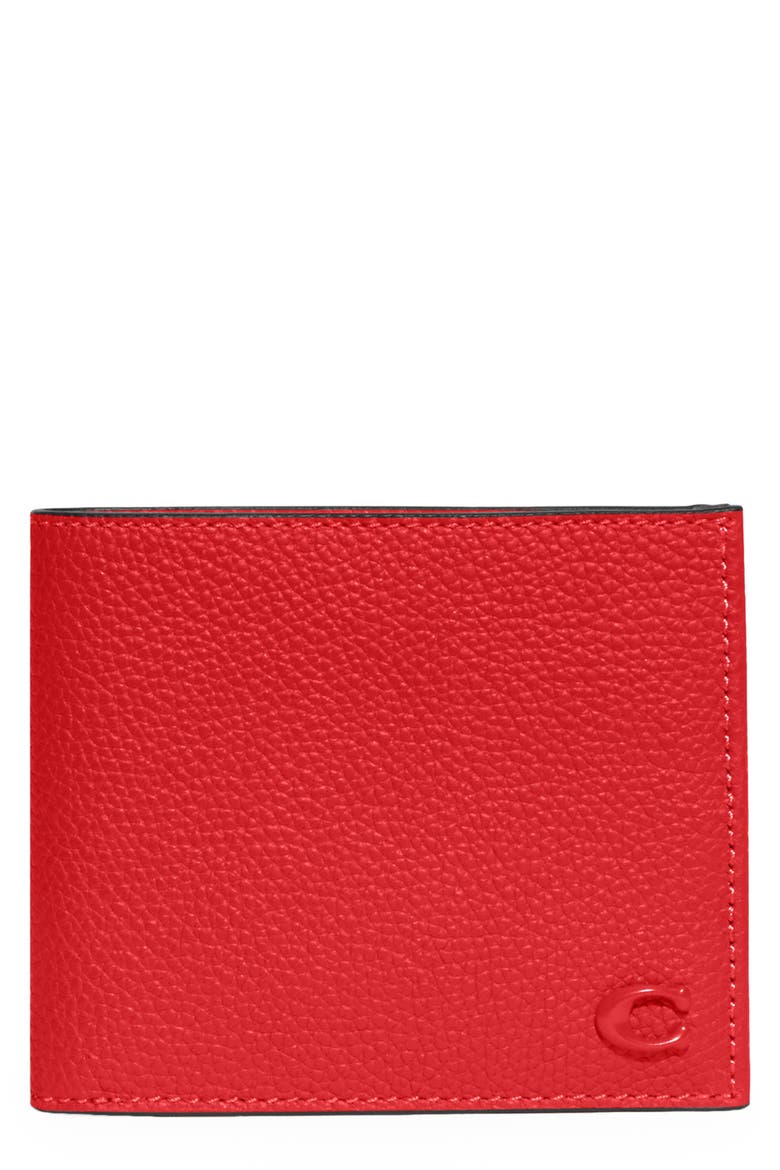 Pebbled Leather Bifold Wallet, Main, color, SPORT RED
