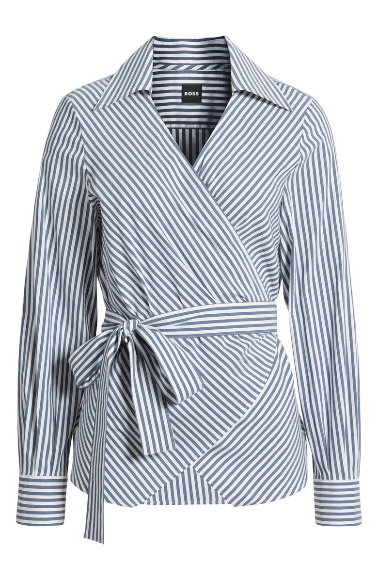 BOSS Bekania Stripe Wrap Top, Alternate, color, Tanzanite Stripe