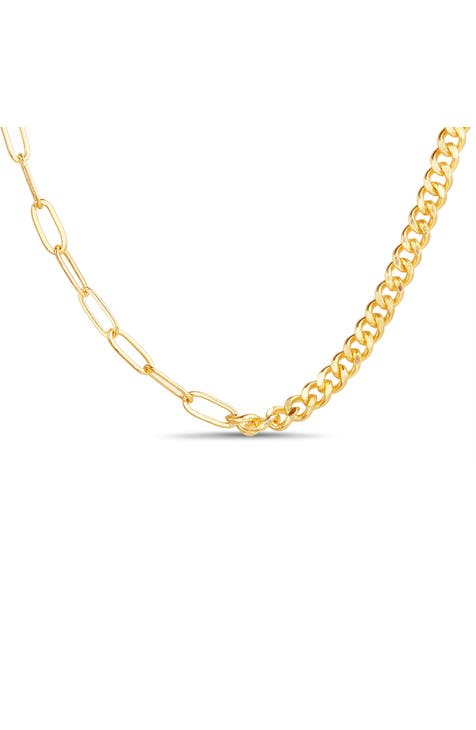 Cuban & Oval Mixed Link Chain Necklace