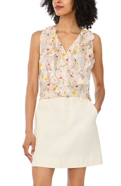 Ruffled V-Neck Sleeveless Top