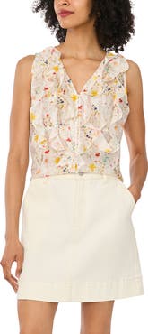 Vince Camuto Ruffled V-Neck Sleeveless Top