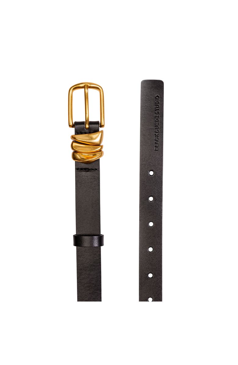 BLACK SUEDE STUDIO Boyfriend Belt, Alternate, color, Black Leather / Gold