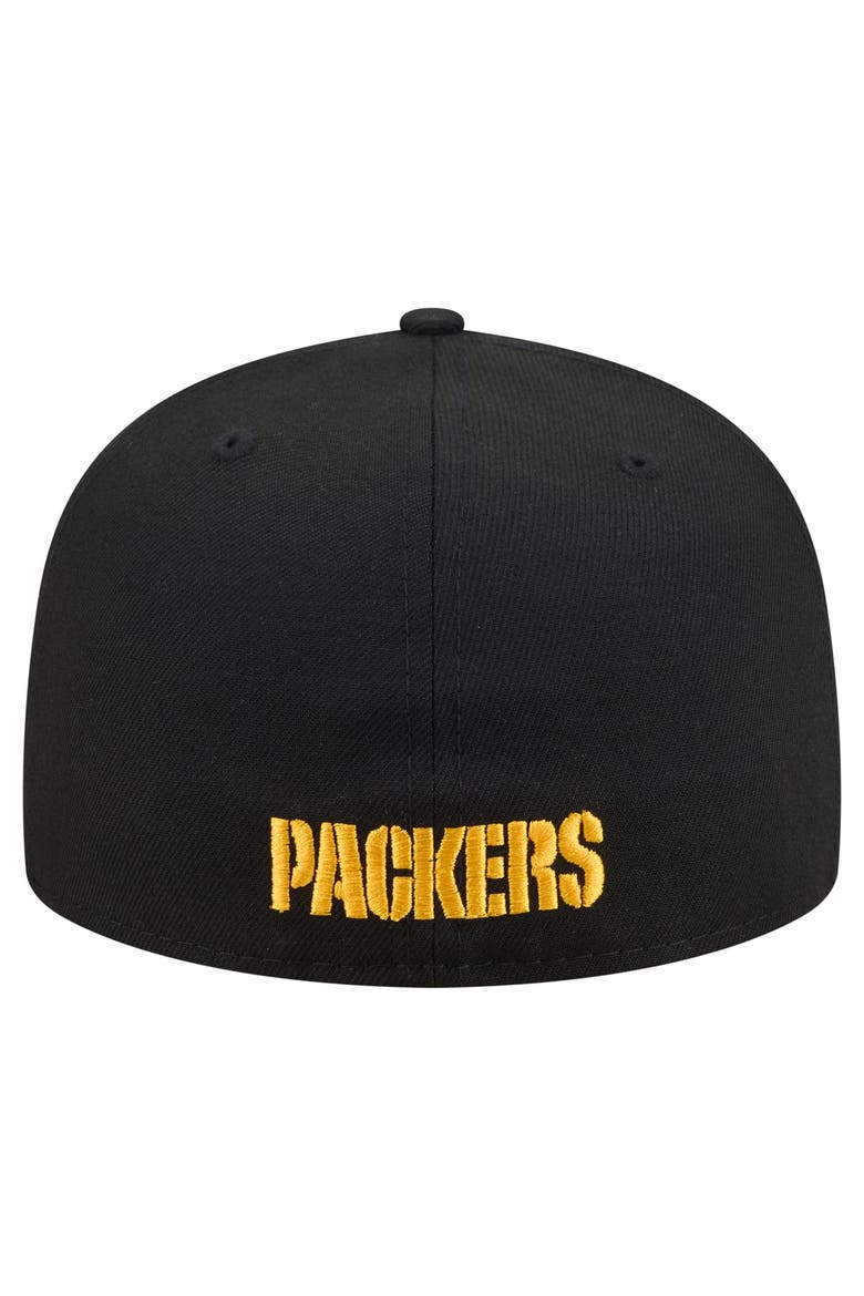 Men's New Era Black Green Bay Packers 59FIFTY Fitted Hat, Alternate, color, Black