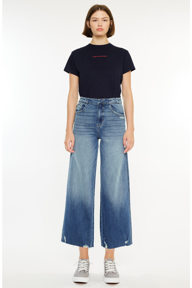Shelly High Rise Cropped Wide Leg Jeans, Main, color, Medium Wash