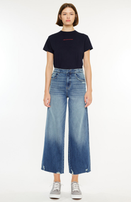 KanCan Shelly High Rise Cropped Wide Leg Jeans