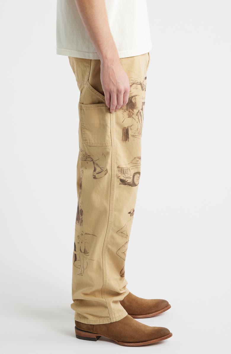 ONE OF THESE DAYS Cotton Graphic Painter Pants, Alternate, color, Tan