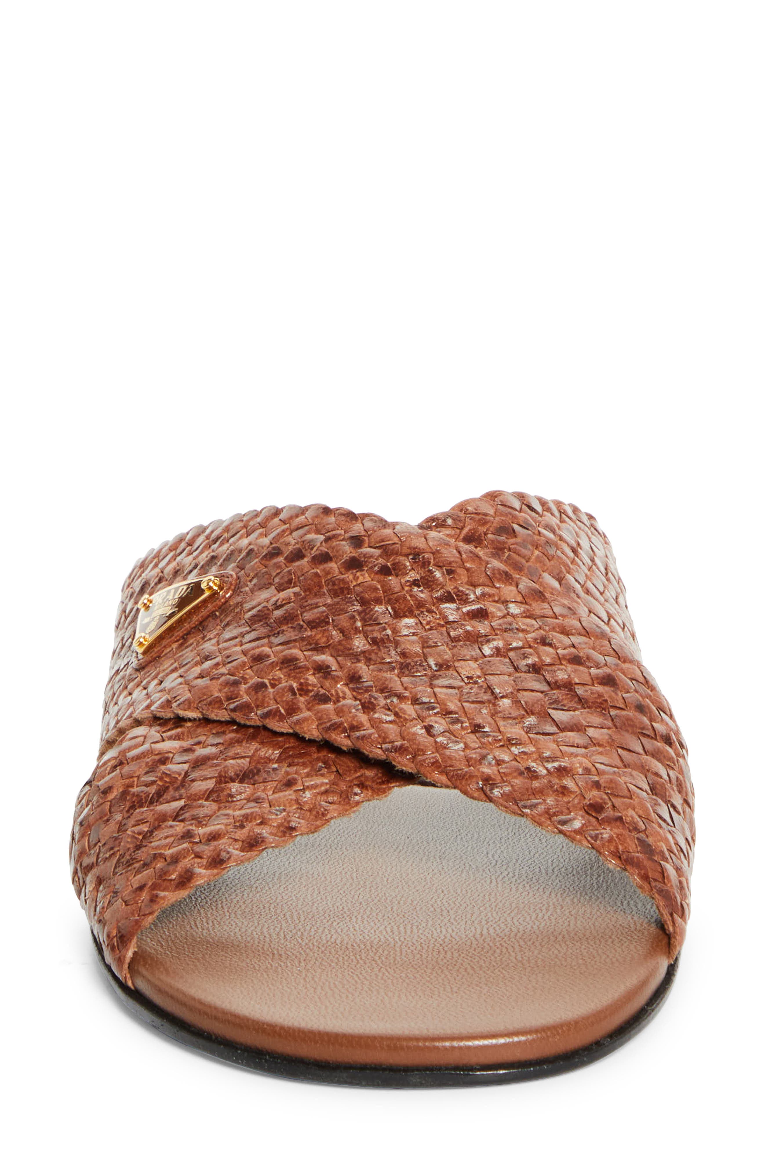 Woven Slide Sandal, Alternate, color, COGNAC