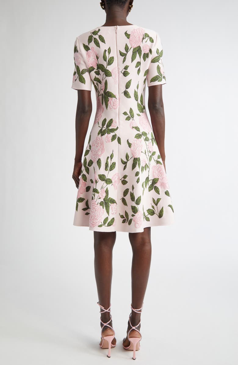 Oscar de la Renta English Rose Jacquard Fit & Flare Dress, Alternate, color, 