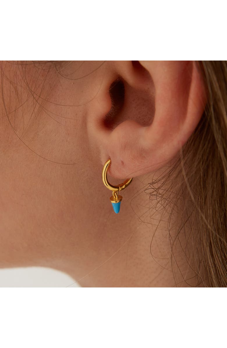 Spero London Turquoise Spike Pave Hoop Drop Earring, Alternate, color, Gold