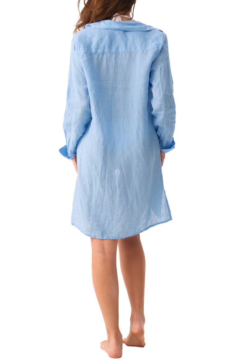 Millie Tie Linen Cover-Up Shirt, Alternate, color, BLUEBERRY