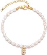 Adornia Freshwater Pearl Initial Charm Bracelet