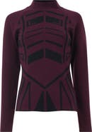 Leem Geometric Jacquard Fitted Knit Top
