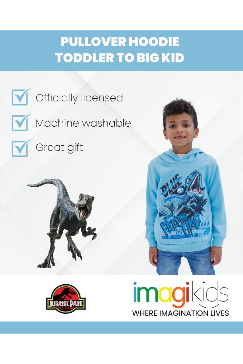 Jurassic Park Fleece Hoodie, Alternate, color, Blue Raptor Cyan