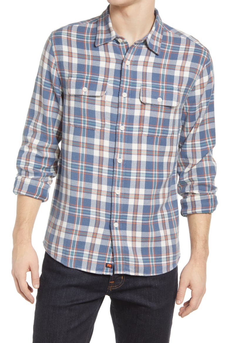 Mountain Regular Fit Flannel Button-Up Shirt, Main, color, MINERAL BLUE