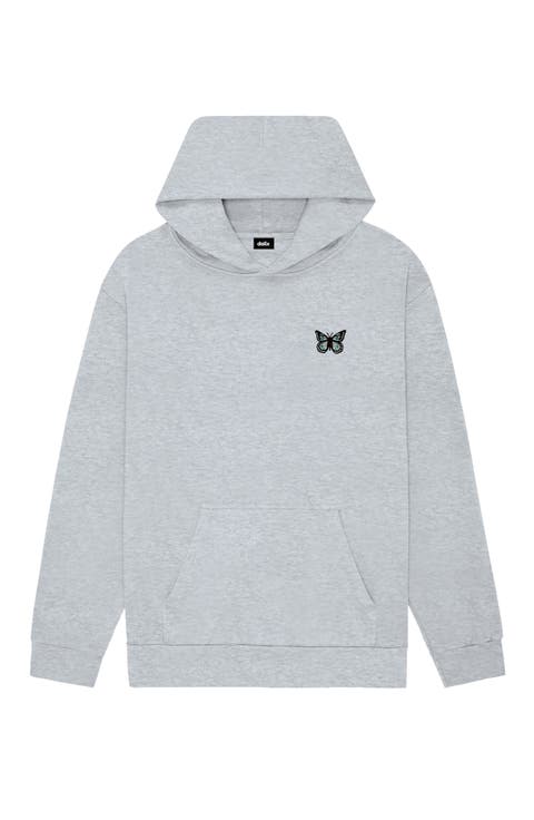 Womens Butterfly Midweight Fleece Relaxed Hooded Sweatshirt