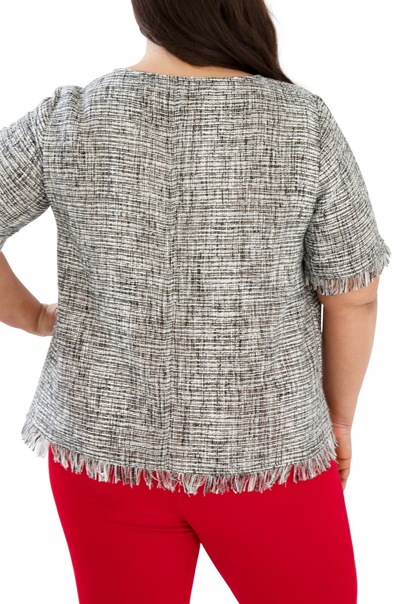Marée Pour Toi Tweed Fringe Hem Top, Alternate, color,