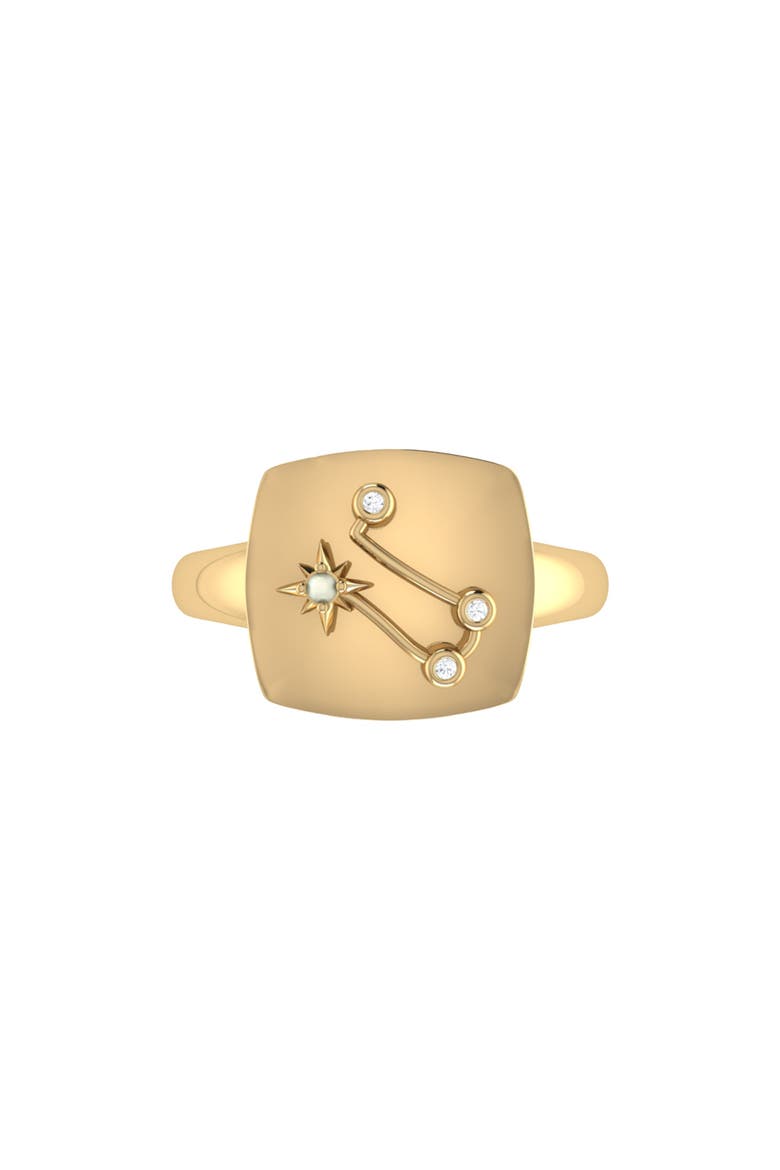Gemini Moonstone & Diamond Signet Ring in Sterling Silver, Alternate, color, 14KT Gold Vermeil on Sterling