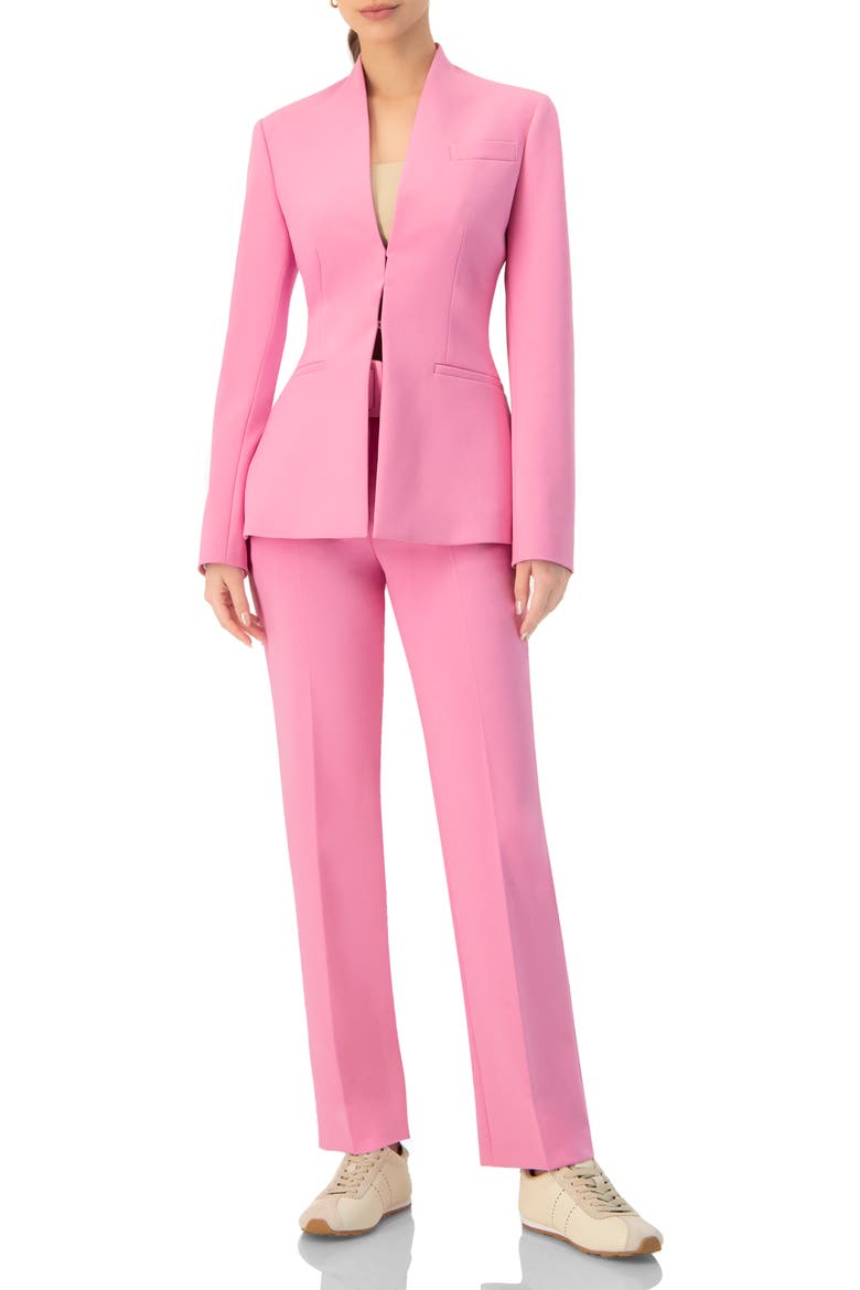 Collarless Straight Blazer, Alternate, color, Pink