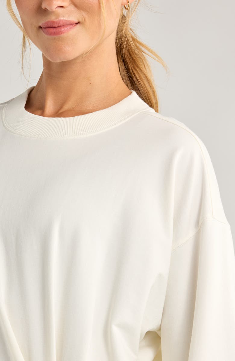 Zella Luxe Terry Pleated Pullover, Alternate, color, Ivory Egret