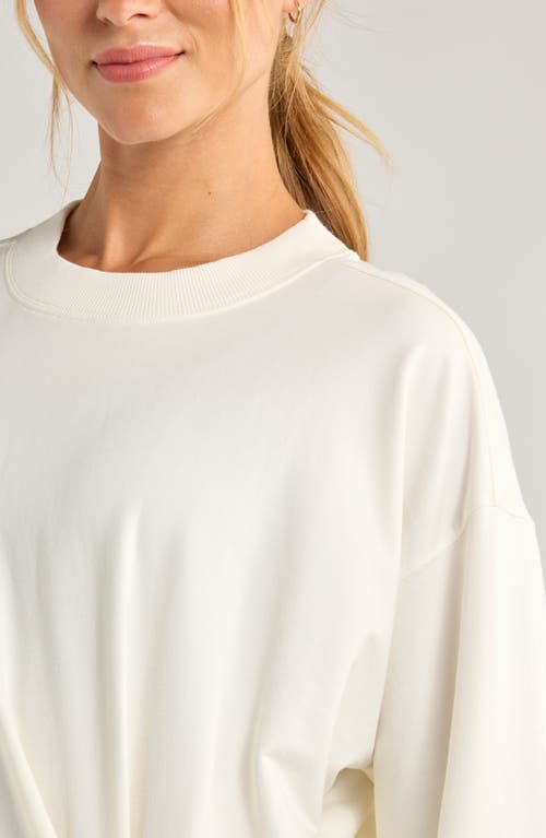 Zella Luxe Pleated Cotton Blend Terry Sweatshirt In White