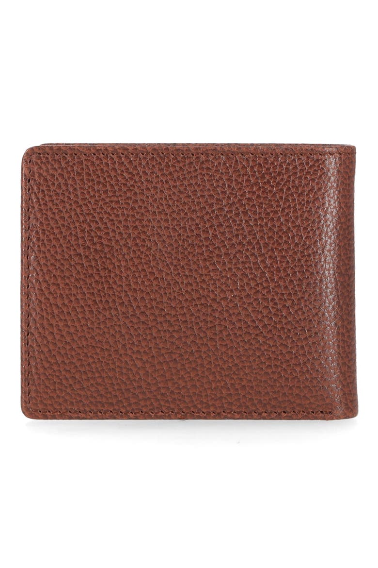 Metal Logo Leather Bifold Passcase Wallet, Alternate, color, COGNAC