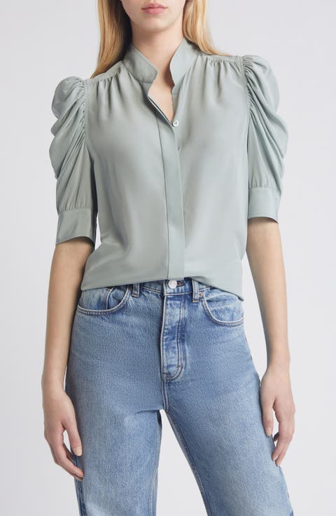 Gillian Puff Sleeve Silk Blouse