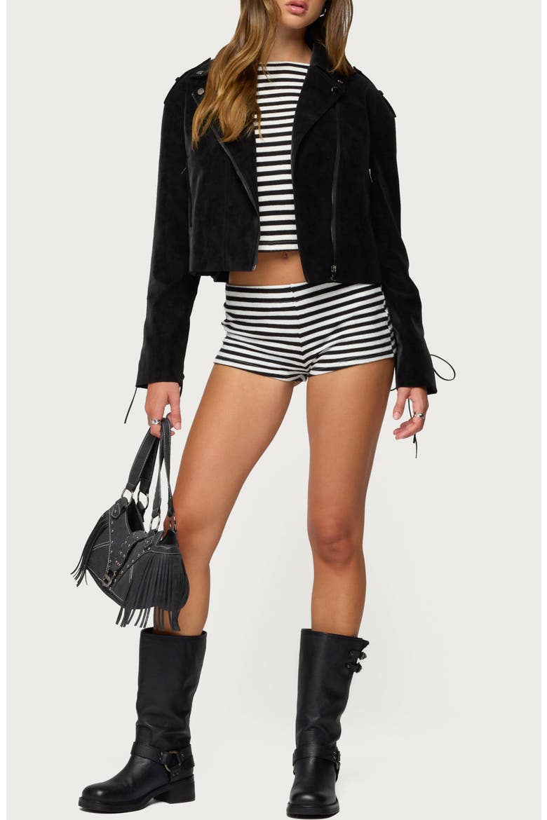 Ryder Faux Suede Biker Jacket, Alternate, color, BLACK