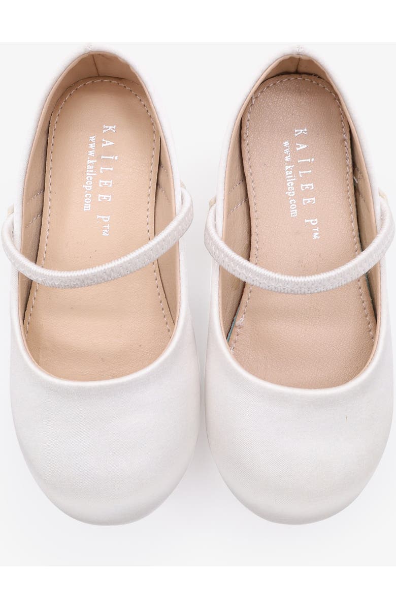Kailee P Freeman Satin Mary Jane Flats, Alternate, color, White