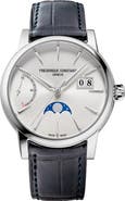 FREDERIQUE CONSTANT Classic Manufacture Power Reserve Big Date Automatic Leather Strap Watch, 40mm