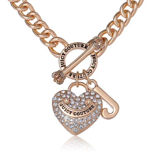 Juicy Couture Gold-tone Heart And Logo Toggle Charm Necklace In Gold