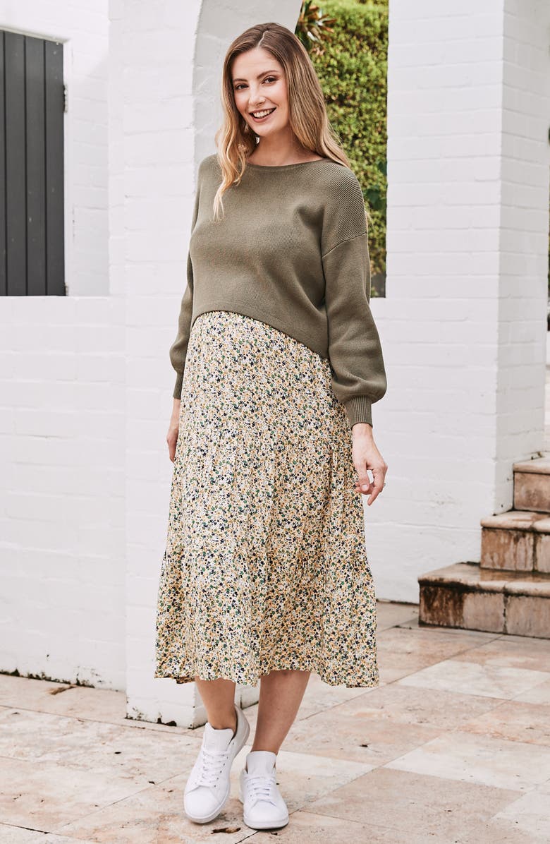 Angel Maternity Sylvie Cotton Maternity Sweater, Alternate, color, Olive