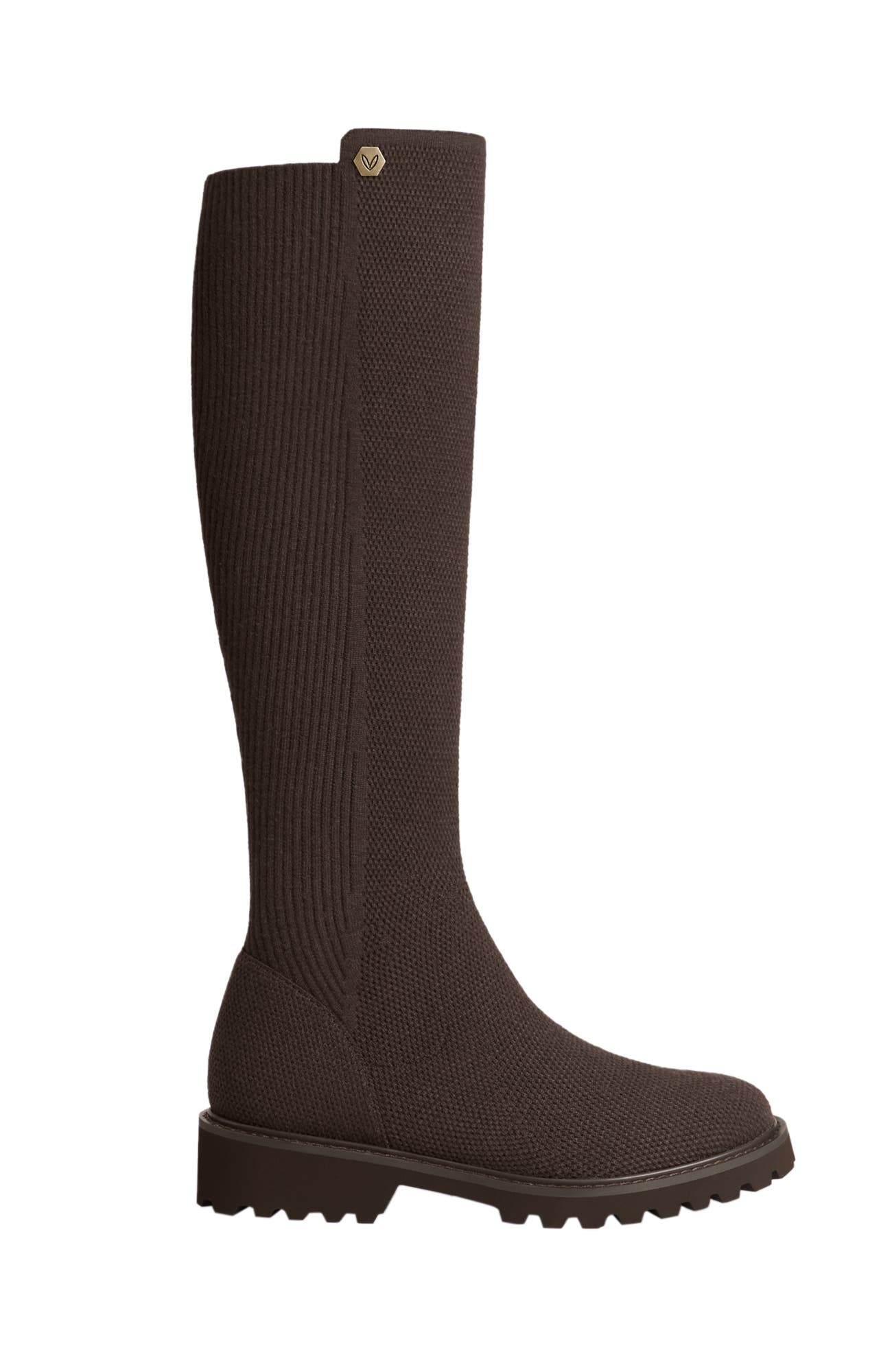 VIVAIA Round-Toe Stretchy Wool Knee-High Boots, Alternate, color, Dark Chocolate
