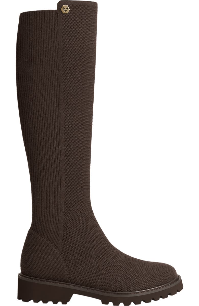 VIVAIA Round-Toe Stretchy Wool Knee-High Boots, Alternate, color, Dark Chocolate