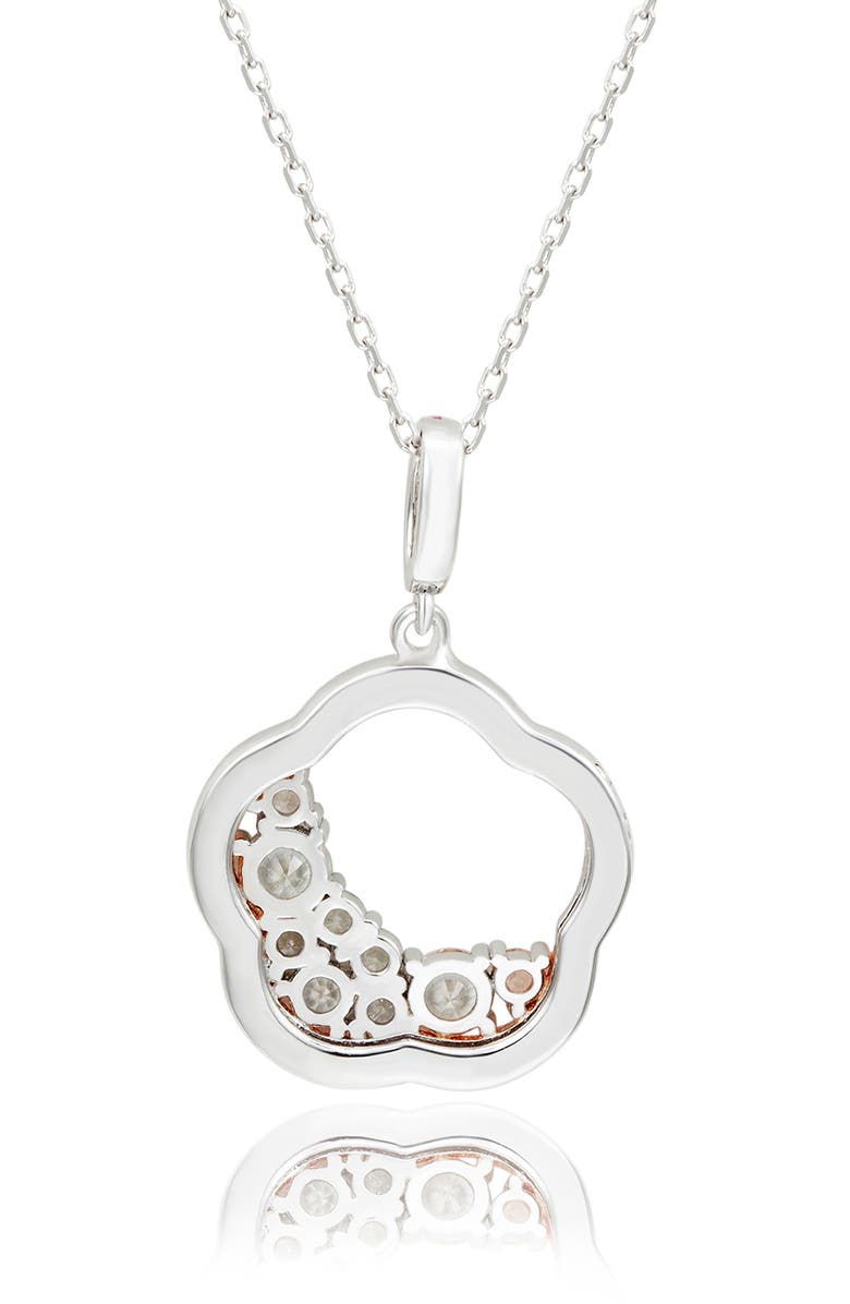 SUZY LEVIAN Sterling Silver Pink Sapphire & Lab Created White Sapphire Flower Pendant Necklace, Alternate, color, 