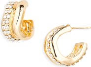 Tasha Double Row CZ Huggie Hoop Earrings
