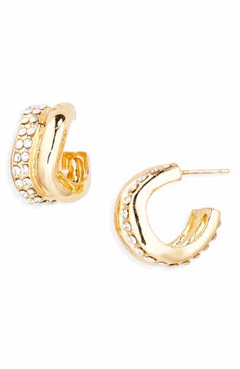 Tasha Double Row CZ Huggie Hoop Earrings