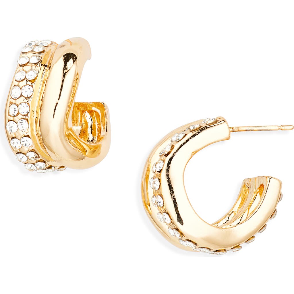 Tasha Double Row Cz Huggie Hoop Earrings In Gold
