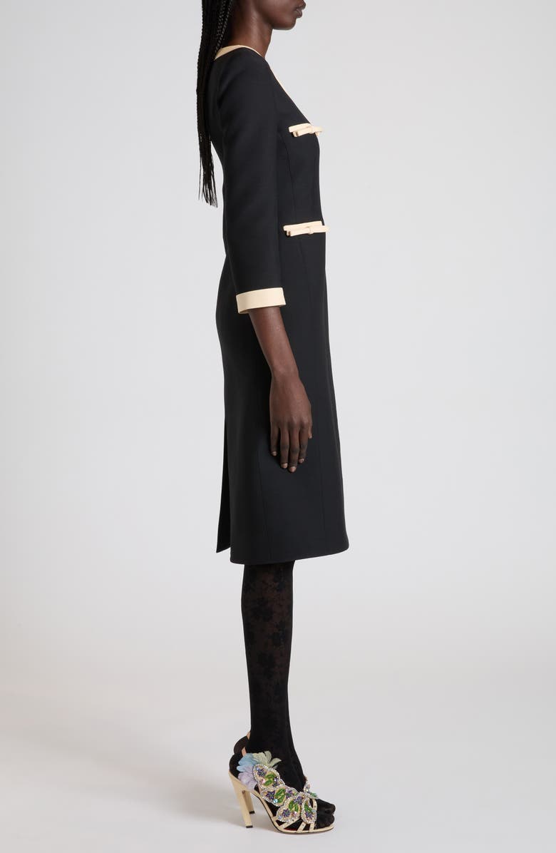 Valentino Bow Detail Crepe Couture Dress, Alternate, color, Black/ Cream