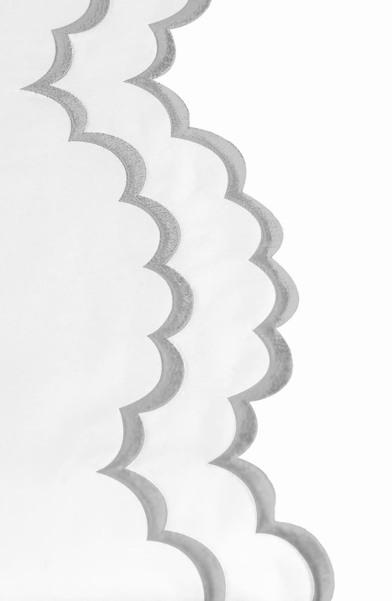 MELANGE HOME Double Scallop Embroidered 300 Thread Count 100% Cotton Sheet Set, Alternate, color, Grey/ White