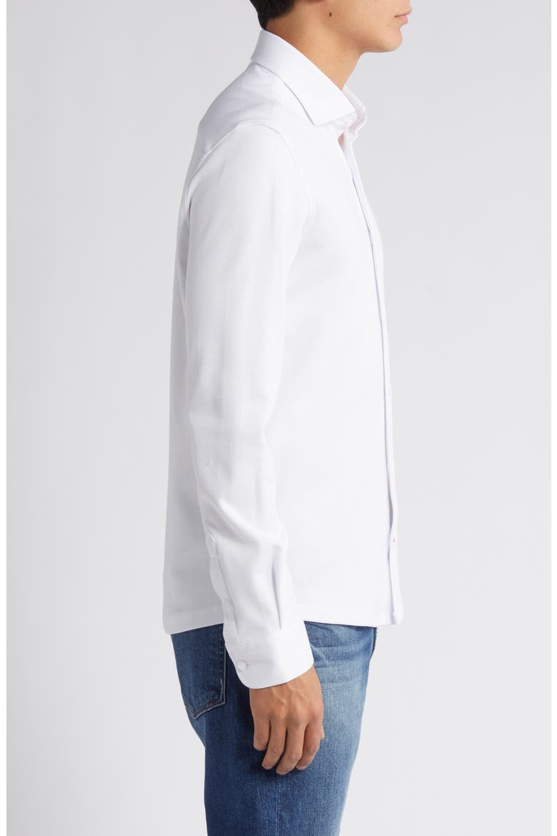 Solid Performance Piqué Button-Up Shirt, Alternate, color, WHITE