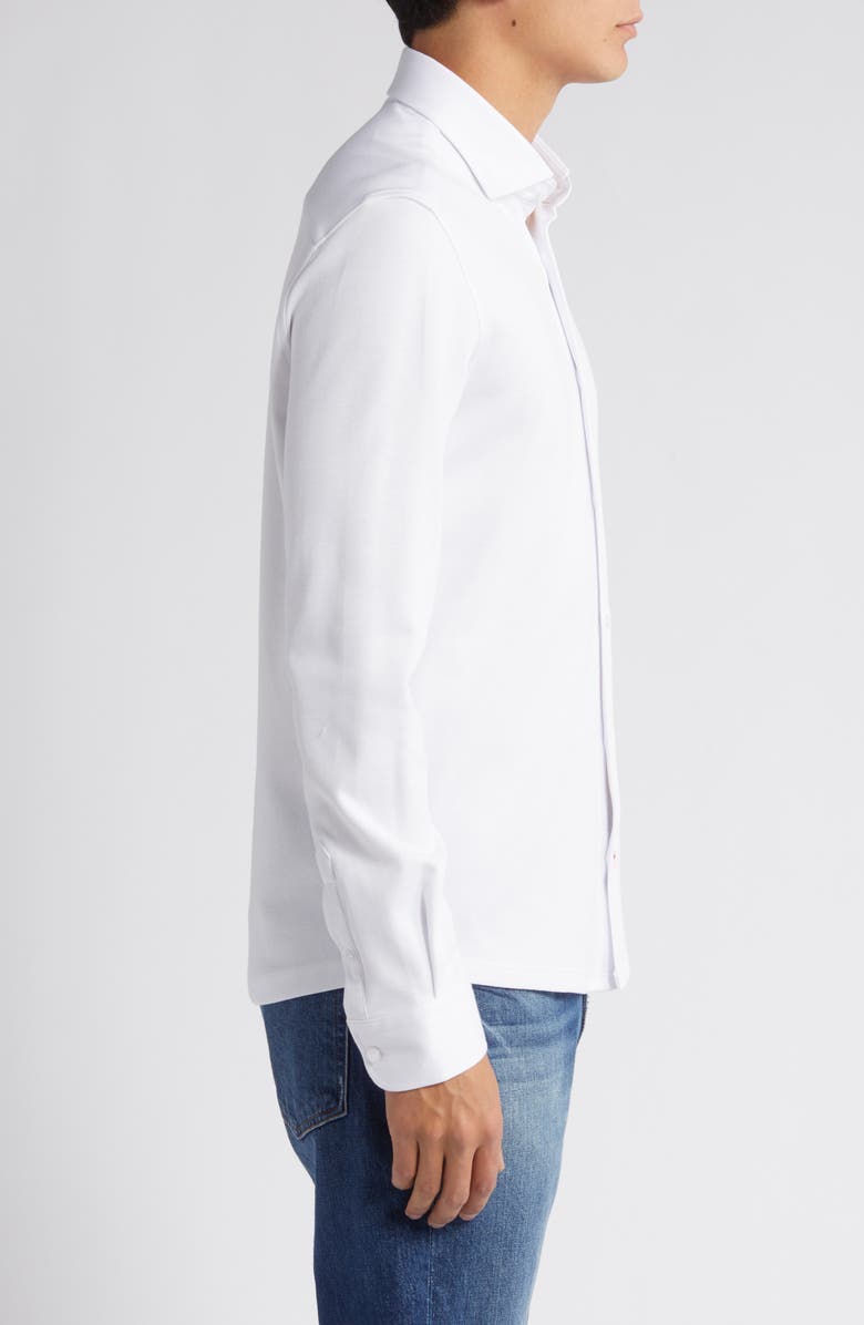 Stone Rose Solid Performance Piqué Button-Up Shirt, Alternate, color, White