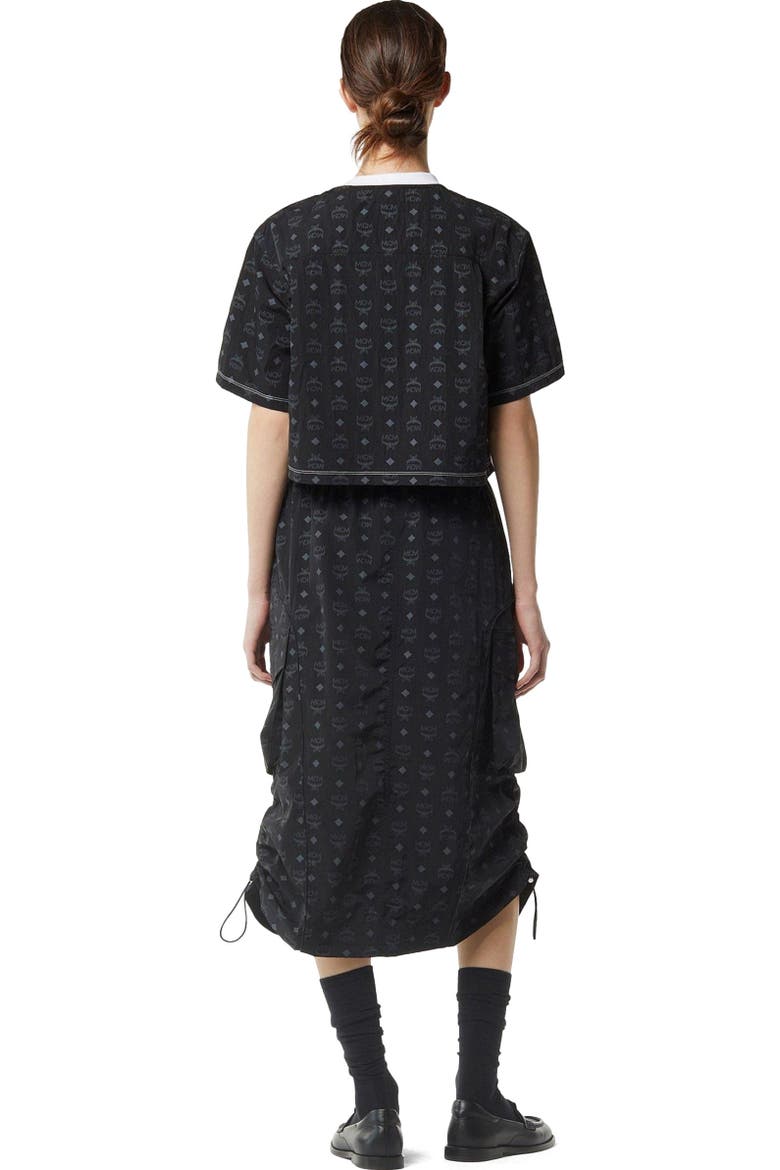 Monogram Midi Skirt in Recycled Nylon, Alternate, color, Black